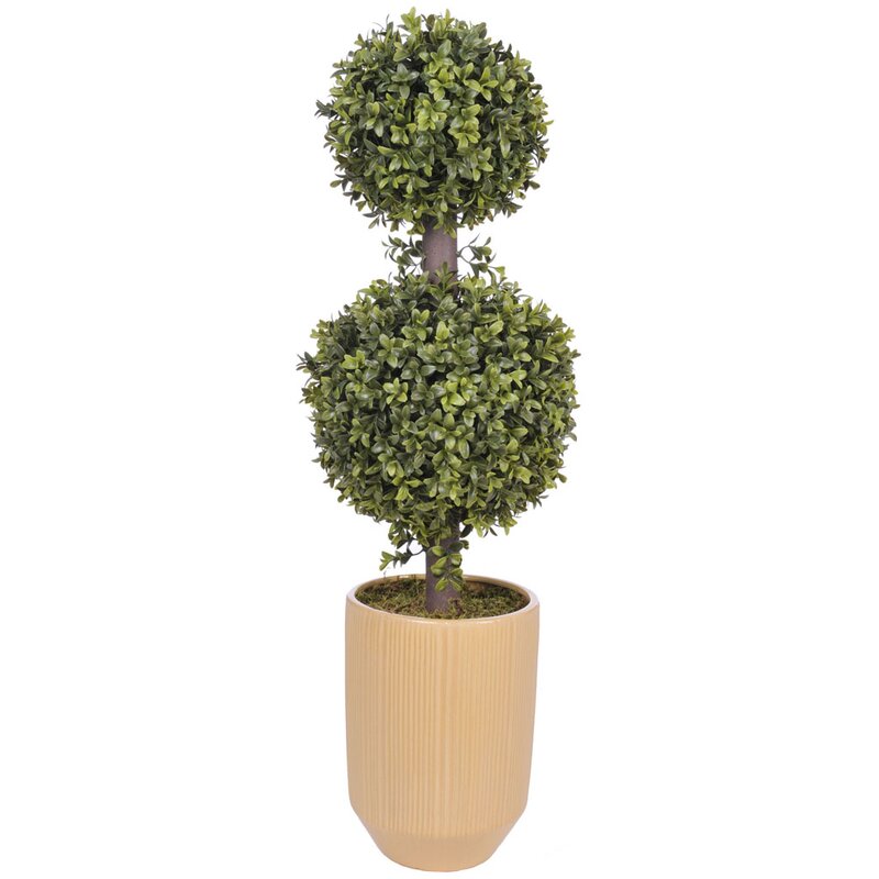 Ophelia & Co. Faux 2Ball Boxwood Topiary in Planter Wayfair